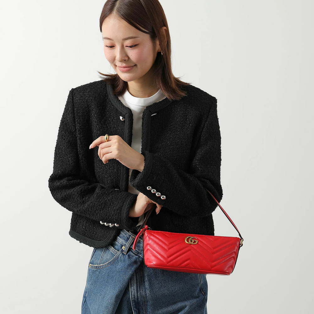 Gucci quilted bag leather handbag GG G Marmont double Black